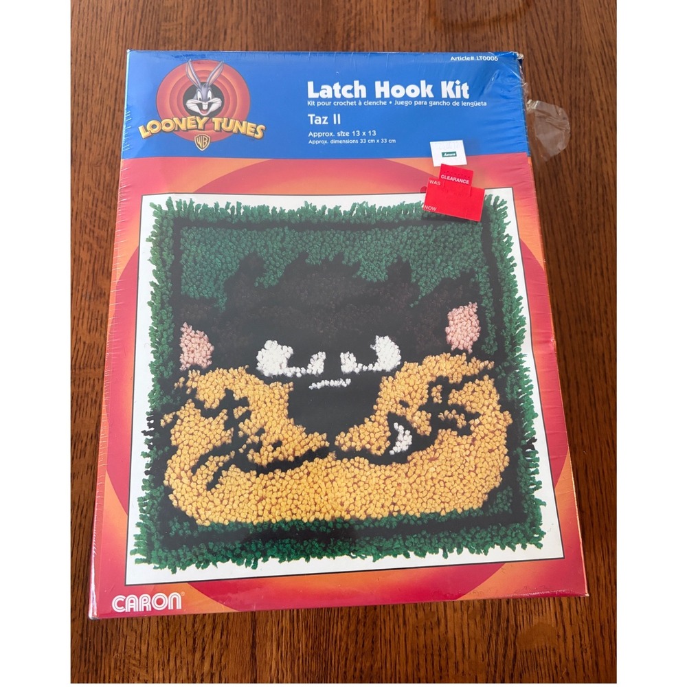 Vtg WB Looney Tunes Taz II Latch Hook Kit Article # LT0006  13" x 13" New
